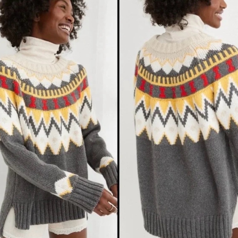Aerie Oversized Fair Isle Sweater, size large